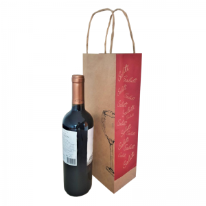 Sacola Kraft Vinho com arte padrão Kraft 80g/m² 14x9x35 cm (C x L x A) 1x0 cor - PRETO   